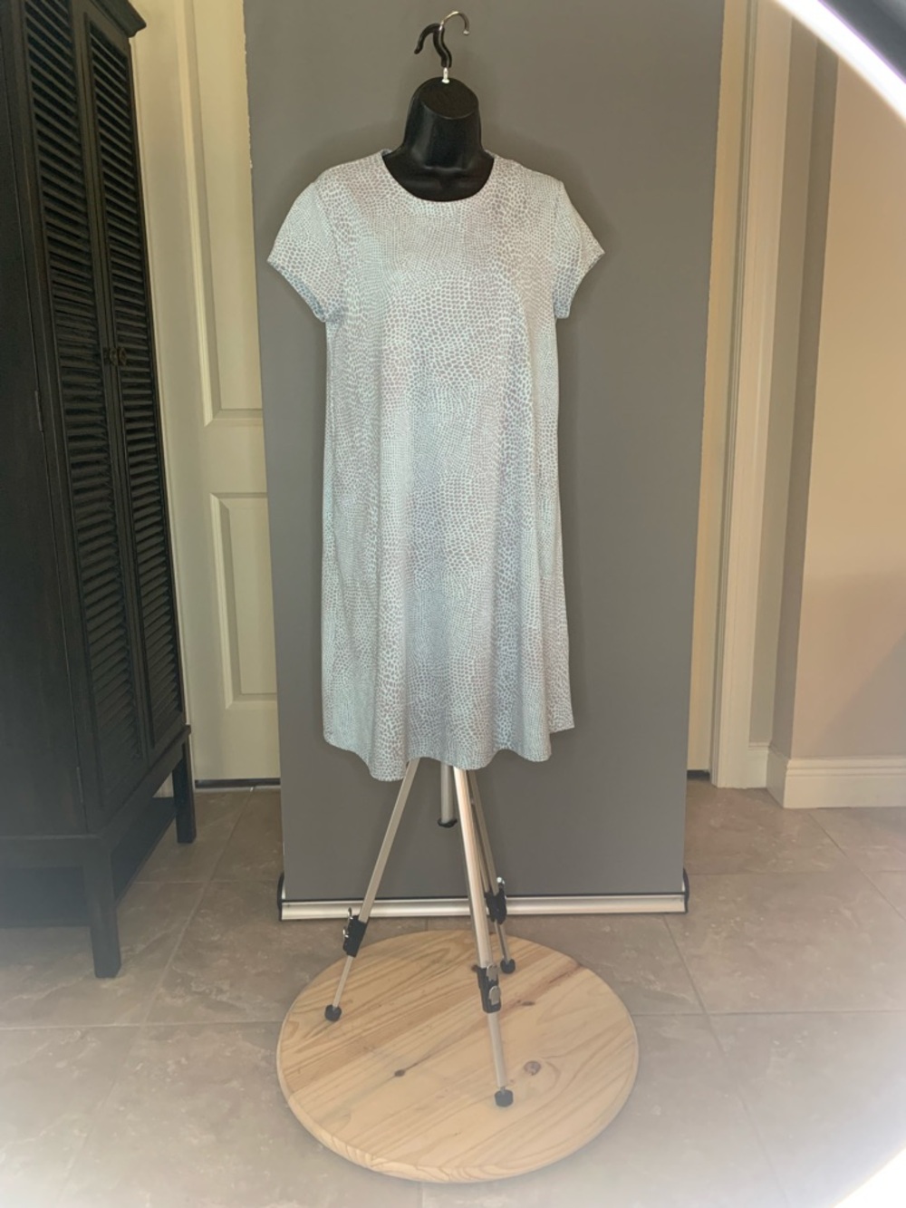 Casual Light Blue Short Sleeve Mini Dress